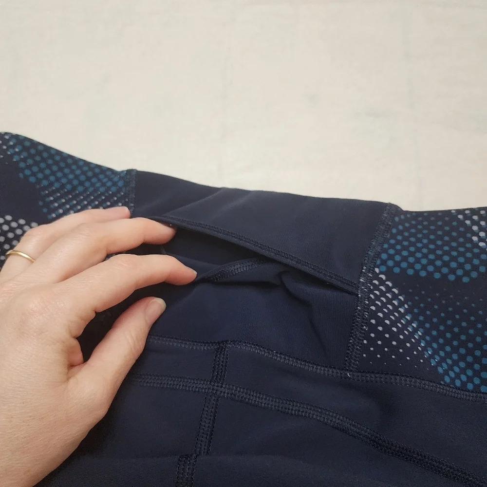 Athleta women navy blue speckled print mesh stretch workout yoga leggings size s - Picture 5 of 9